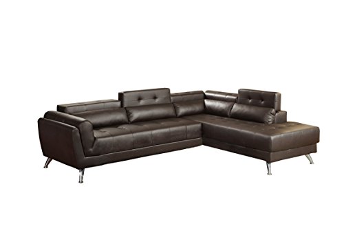 Poundex Bobkona Jolie Bonded Leather 2Piece SECTIONAL in Espresso