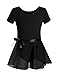 DANSHOW Girls Short Sleeve Leotard with Skirt Kids Dance Ballet Tutu Dresses