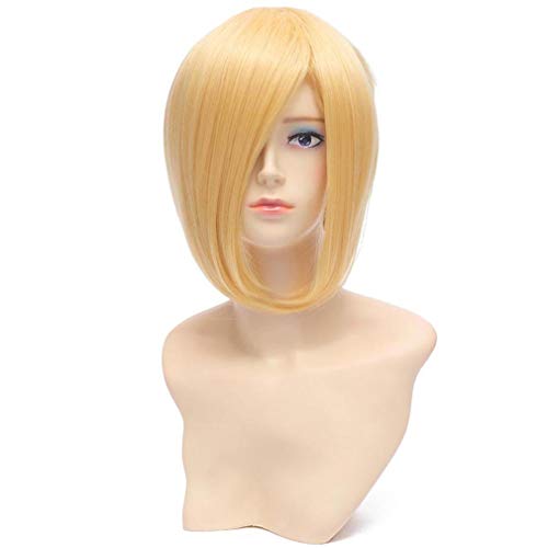 Baisheng Attack on Titan Annie Leonhart 30cm Golden Blond Yellow Straight Short Synthetic Full Cosplay Costume Fancy Wig (30cm-Bright yellow)