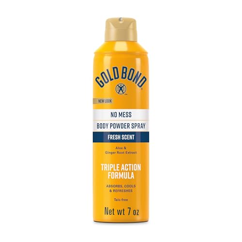 Gold Bond No Mess Talc-Free Body Powder Spray, 7 oz., Fresh Scent, with a Tripl…