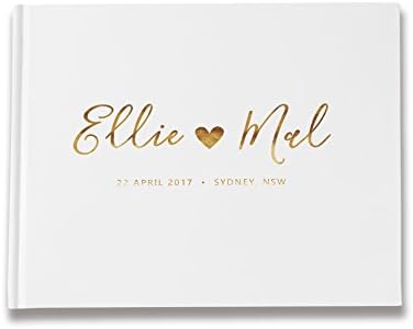 White and Gold Wedding Guest Book, Personalized Guest Book Wedding, Gold Foil Wedding Guest Book (10 x 8 inches)
