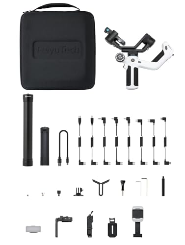 Feiyu SCORP Mini 2 Kit [Official] All-in-1 Stabilizer for Mirrorless Cameras/GoPro/Smartphones, 3-Axis Handheld Gimbal with Carrying Bag, Selfie Light and Extension Bar