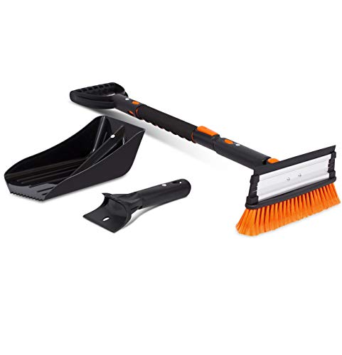 Snow Moover 39" Extendable Snow Brush with Squeegee, Ice Scraper & Emergency Snow Shovel - Foam Grip - Auto Snow Brush - Ice Removal - no Scratch Removal Tool - Car Truck SUV - Vehicle Windshield