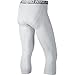 NIKE Men's Pro 3/4 Tights, White/Matte Silver/Black, Large
