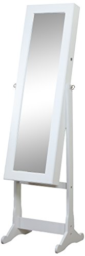 Artiva USA - White Wood Finish â€“ Free Standing Cheval Mirror and Jewelry Armoire Display with LED Light and Key Lock â€“  Beautiful & Functional Home Decor â€“ Solid Construction â€“ Jewelry Holder â€“ Make-up Stand â€“ Open Door