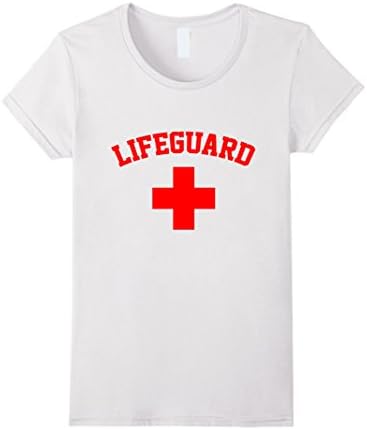 Womens Lifeguard Red &amp; White Swimming Pool T Shirt Tshirt T-Shirt Small White