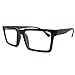 Matte Black Square Geometric Trendy Clear Lens Eye Glasses