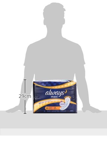 Always Maxi Size 4 Feminine Pads without Wings, Overnight Absorbency, Unscented, 28 Count