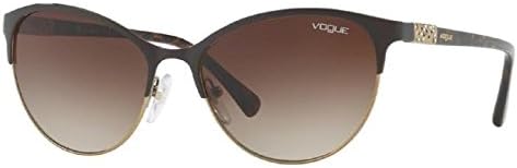 Luxxotica Women's Metal Woman Cateye Sunglasses, Brown/Pale Gold, 56 mm