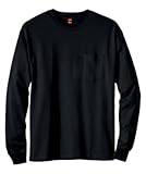 Hanes Tagless 6.1 oz Long-Sleeve with Pocket, Black, L