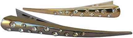 Pooja Trendz 2 Pieces Multicolour Shiny Metal European Style Stone Hair Clip Claw Clutcher for Women