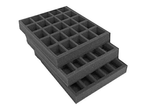 Navara Figure Case Tray Set to carry 75 troops on 25-32mm bases up to 40mm tall. 75 compartments 35mm deep, each 40mm x 30mm