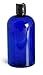 8 oz Cobalt Blue PET Plastic Boston Bottle with Black Disc Lid 6 pk