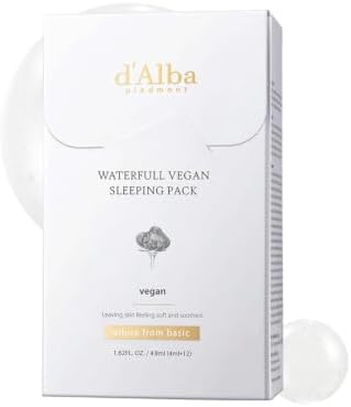 d'Alba Paquet de Couchage Végétalien à la Truffe Blanche Italienne, Masque Visage de Nuit Non Lavable, Portable, Type de Gel, Rétention d'Hydratation, Adapté aux Peaux Sensibles, Soin de Peau Coréen