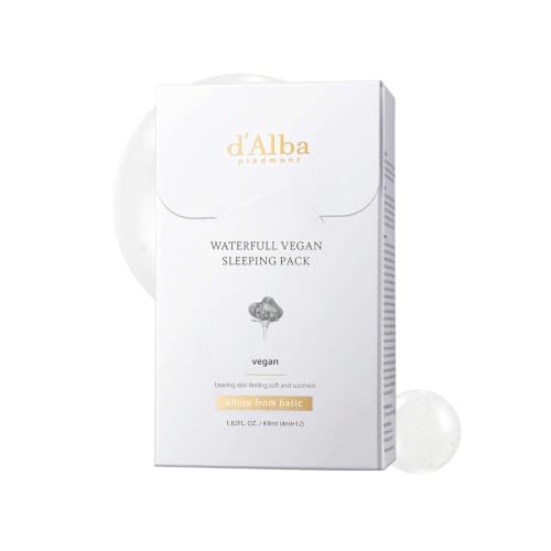 d’Alba Paquete de Mascarilla Nocturna Vegana con Trufa Blanca Italiana, Sérum Facial sin Aclarado para Piel Seca y Sensible, Cuidado de la Piel Coreano (4 ml x 12 unidades)