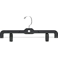 The Great American Hanger Company Matte Black Plastic Bottom Hanger, Box of 100 Space Saving Hangers w/ 360 Degree Nickel Swivel Hook for Skirt and Pants