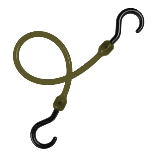 The Perfect Bungee 18-inch E-Cord - Flexible Stretch Cord With Nylon Hooks, Black