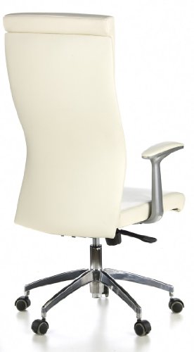 hjh-OFFICE-600410-Sedia-da-ufficioSedia-presidenziale-MONZA-20-pelle-avorio-meccanismo-sincronizzato-schienale-alto-braccioli-con-cuscinetti-in-pelle-elegante-robusta-base-alluminio