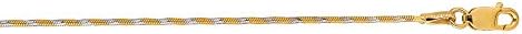 14k Two Tone Yellow And White Gold 18 Inch 1mm Designer Swirl Snake Chain Necklace