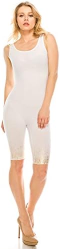 7Wins JJJ Women Catsuit Cotton Lycra Tank Bermuda Short Yoga Bodysuit Jumpsuit