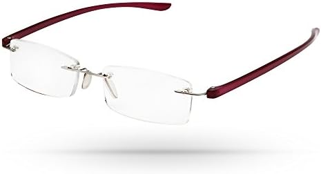 Modernly Sexy Rimless Rectangular Frame Women's Reading Eyeglasses in Velvet Red (3)