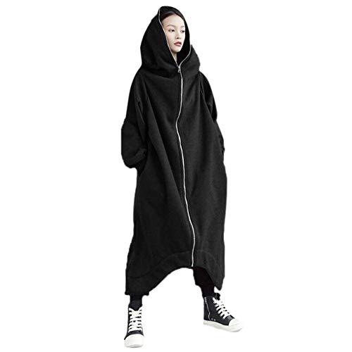 iDWZA Fashion Women Solid Long Sweatshirt Long Sleeve Blouse Hooded Zipper Pullover Tops Shirt