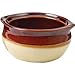 Porcelain Ceramic Onion Soup Crock Bowl, Small 10 Ounce, Set of 4, Brown and Beige