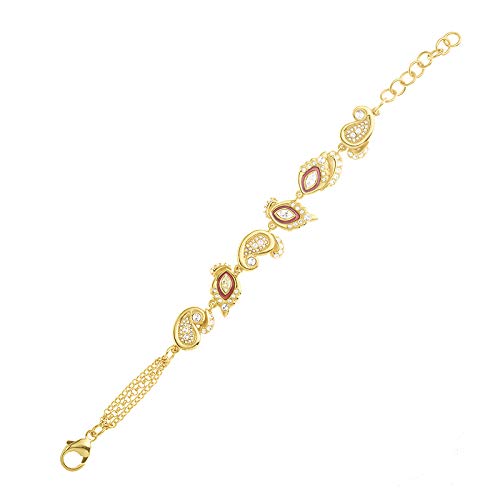 Palme Red Brass Crystal Crimson Bracelet for Women