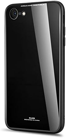 iPhone 7 Case, iPhone 8 case, (TPU + Glass)2 in 1 Shock Absorption Double Protection Military-Grade Defender Hybrid Case Cover for iPhone 8, iPhone 7 – Black