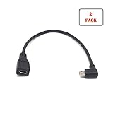 RIIPOO Micro USB Extension Cable Right Angle Micro B USB Extension Cable, 25 cm, Micro USB 5 Pin Male to Female, Sync Charging and Data Transferring Cable for Samsung, HTC, Huawei, Sony and More