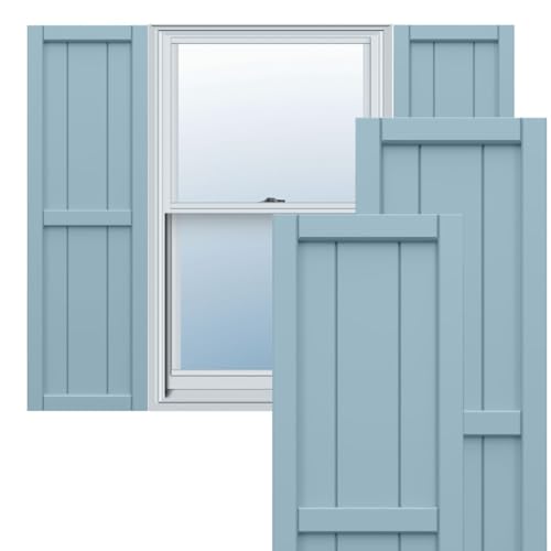 21 1/2"W x 90"H True Fit PVC, Four Board Framed Board-n-Batten Shutters, Peacef…