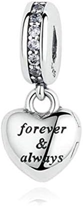 SUNWIDE Fit Pandora Bracelets Forever&Always Love My Beautiful Wife Sterling Silver Charms