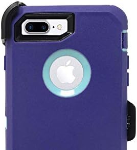 OtterBox Defender Series Case iPhone 8 Plus & iPhone 7 Plus Cover + Cable Belt Clip Holster Fits OtterBox (Purple Aqua)