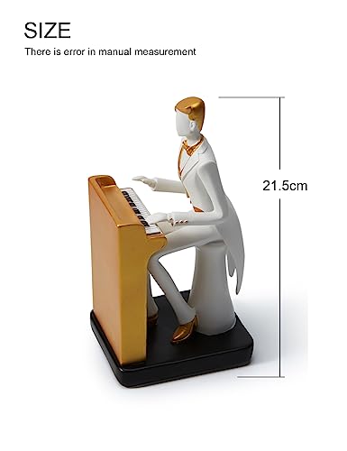HAUCOZE Musical Ornament Musician Statue Sculpture Piano Figure Modern Decoration Art Home Gift for Living Room Dining Room Office 22cm