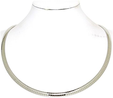 17.5" Stainless Steel Omega 6mm Wide Necklace Silver Tone