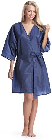 Disposable Blue Kimono Robe (Pack of 10) for Tanning or Spa Treatments