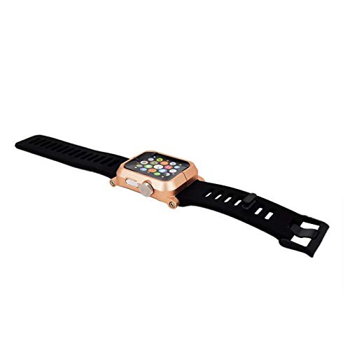 For Apple Watch Series 1 Sport 38mm Matt Rubber Silicone Watch Band With Aluminium Metal Shell Case Black Rose Gold Price In Uae Amazon Ae Uae Kanbkam