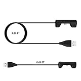 Fitbit Flex 2 Charger with Reset Button,(3.3ft & 0.59ft) FastSnail Replacement USB Charger Cable for 2016 Flex 2 Fitness Wristband(2 Pack) Black
