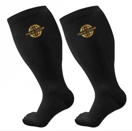 3 Pairs Unisex Compression Socks 4XL Plus Size Wide Calf, for Soothing, Comfy, Gradient supports, Prevents Swelling, Pain, Oedema. Large Cuffs, High Knee for Man and Woman