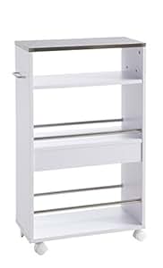 hot-stock - Carro auxiliar de cocina con ruedas (madera y metal), color