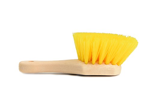 CARCAREZ Yellow Hard Stiffy Car Wheel Cleaning Brush with Short Handle for Auto Vehicle Truck Motorcycle Tire Washing Scrubbing