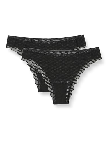sloggi Donna Zero Lacy H Tiny Tanga 2P, Nero, XS