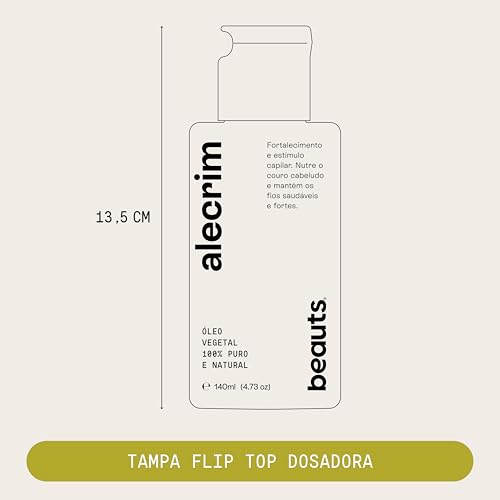 Oleo de Alecrim Capilar – Auxilia no Fortalecimento dos Fios, Crescimento Capilar e Vitalidade – Oleo de Alecrim 100% Puro, Vegetal e Natural. Com Tampa Gotejadora - 140ml Beauts