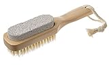 EasyLifeCare Natural Bristle Pumice Stone Body Skin Brush and Callus Remover with Wooden Handle - 100% Natural and Earth Friendly Pumice Material Scrub And Healthy Bristle Brush with Dutch Wood Handle plus Cotton Hanging Loop - Lightweight Mildly Abr