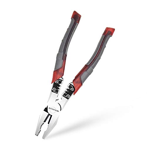 Lineman's Pliers, Big Combination Pliers with Wire Stripper/Crimper/Cutter Function, Heavy Duty