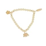 Claire's Accessories Girls Ivory Beaded Bracelet with Gold Exotic Charms