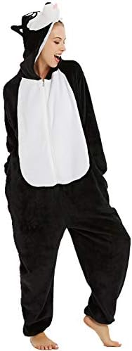 XVOVX Adults Children Unicorn Animal Cosplay Costume Pajamas Onesies Jumpsuit (M fit for Height 155-165CM (61"-65"), Black Husky)
