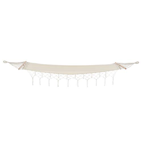 casa.pro Hängematte bis 150 kg Hängeliege für Innen und Außen Stabhängematte Camping Outdoor 200x80cm Creme – Bild 4