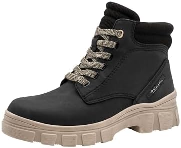 Botines planos de encaje para mujer 1-25913-45, negro, talla 41 EU, Negro, 41 EU