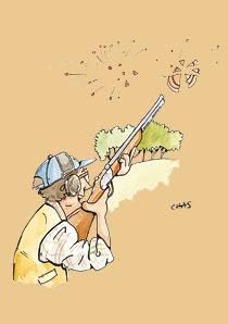 Set of Clay Pigeon Shooting present and birthday wrapping paper & gift tags - two sheets of wrapping paper and two tags - Image 4